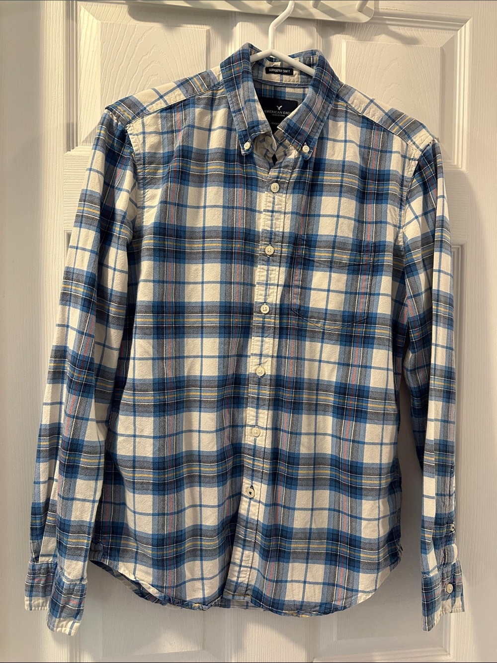 AMERICAN EAGLE Unisex Plaid Button-Down Shirt Sz S Seriously Soft Cotton Country - Picture 1 of 14